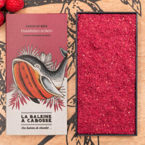 Tablette de chocolat noir 70% & framboise séchée
