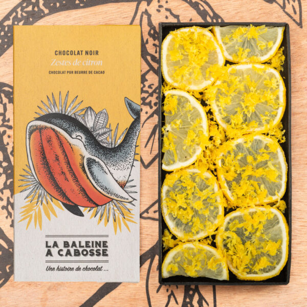 Tablette de chocolat noir 76% & zestes de citron